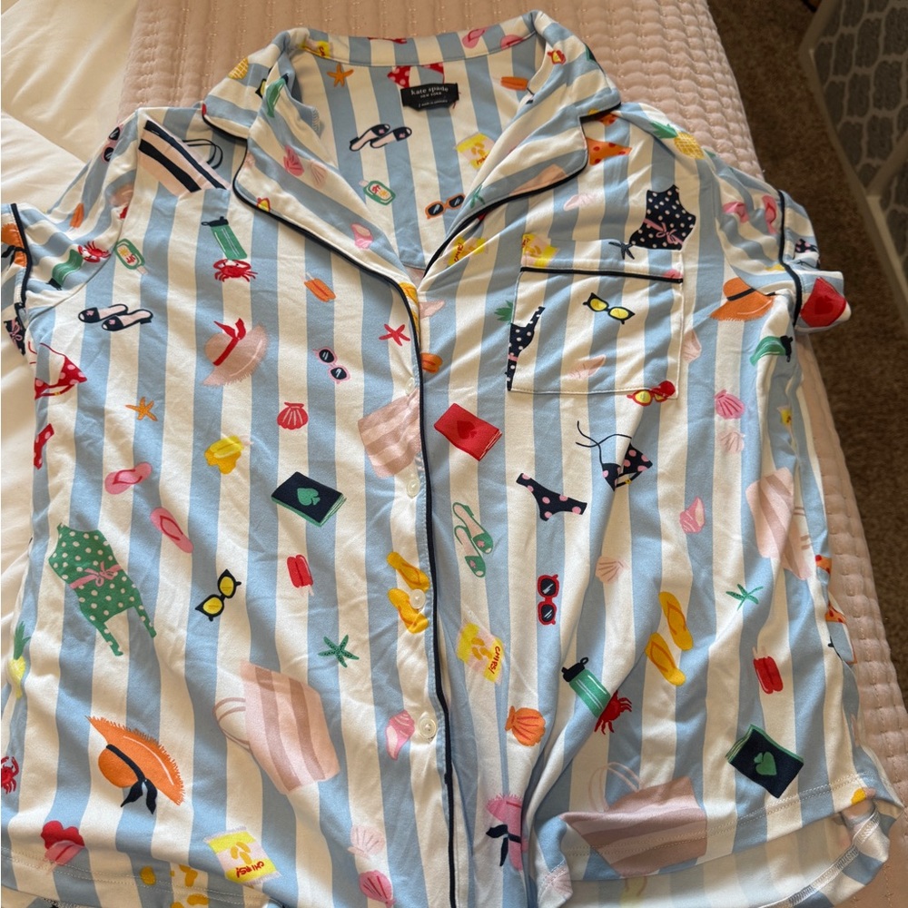 Kate Spade Pajamas. Short Sleeve Button-up with Shorts